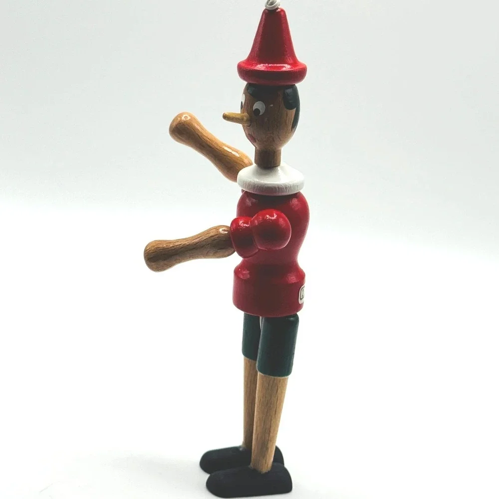 Vintage Wooden Pinocchio Ornament Made in Italy Articulated Hanging‎ Figure Toy